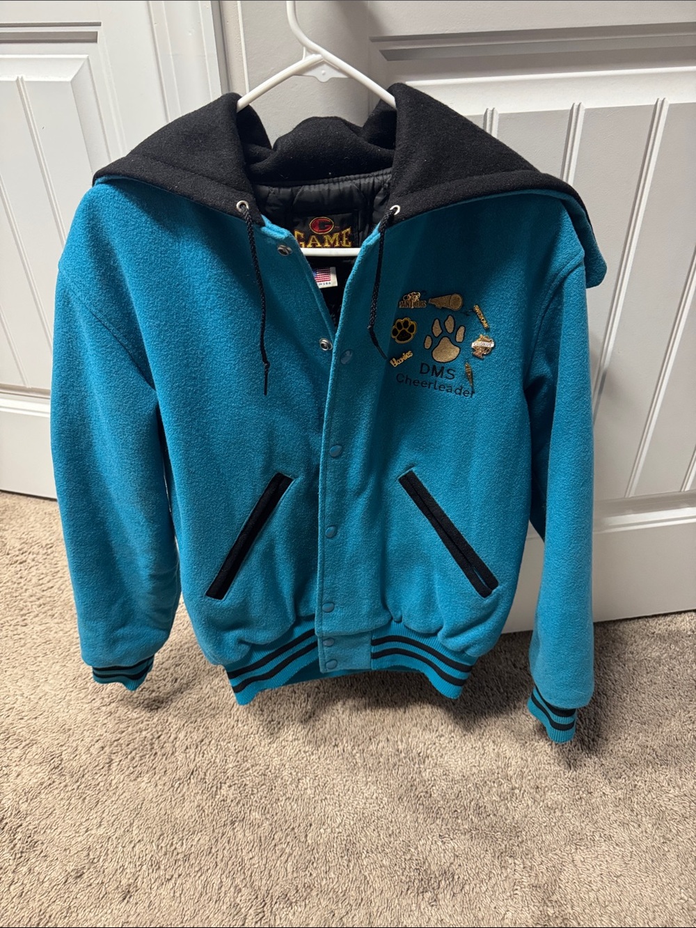 Cheerleader Teal & Black Hooded Fleece Jacket